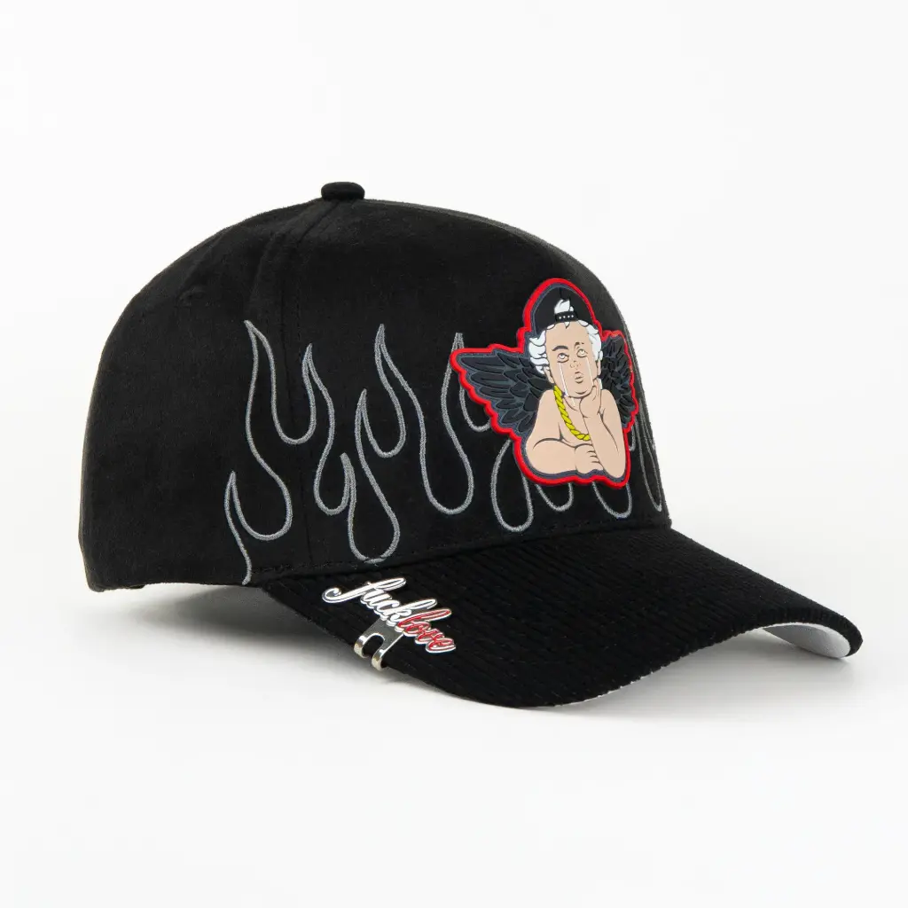 Gorra 5.7 FAKE LOVE ANGEL SAD FIRE BLACK | Snapback Visera Curva