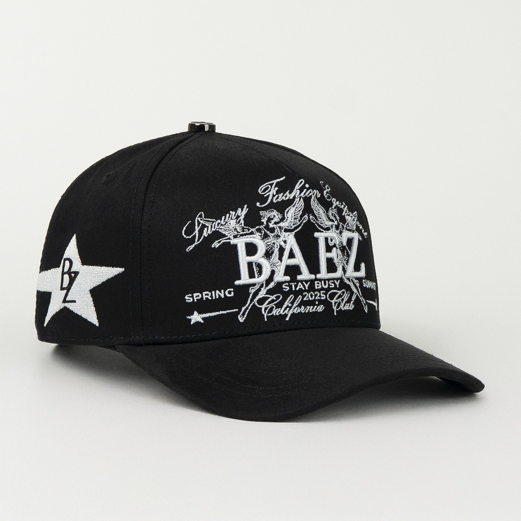 Gorra BAEZ LUXURY ANGELS WHITE/BLACK SUEDE | Snapback Visera Curva Estilo Urbano Premium