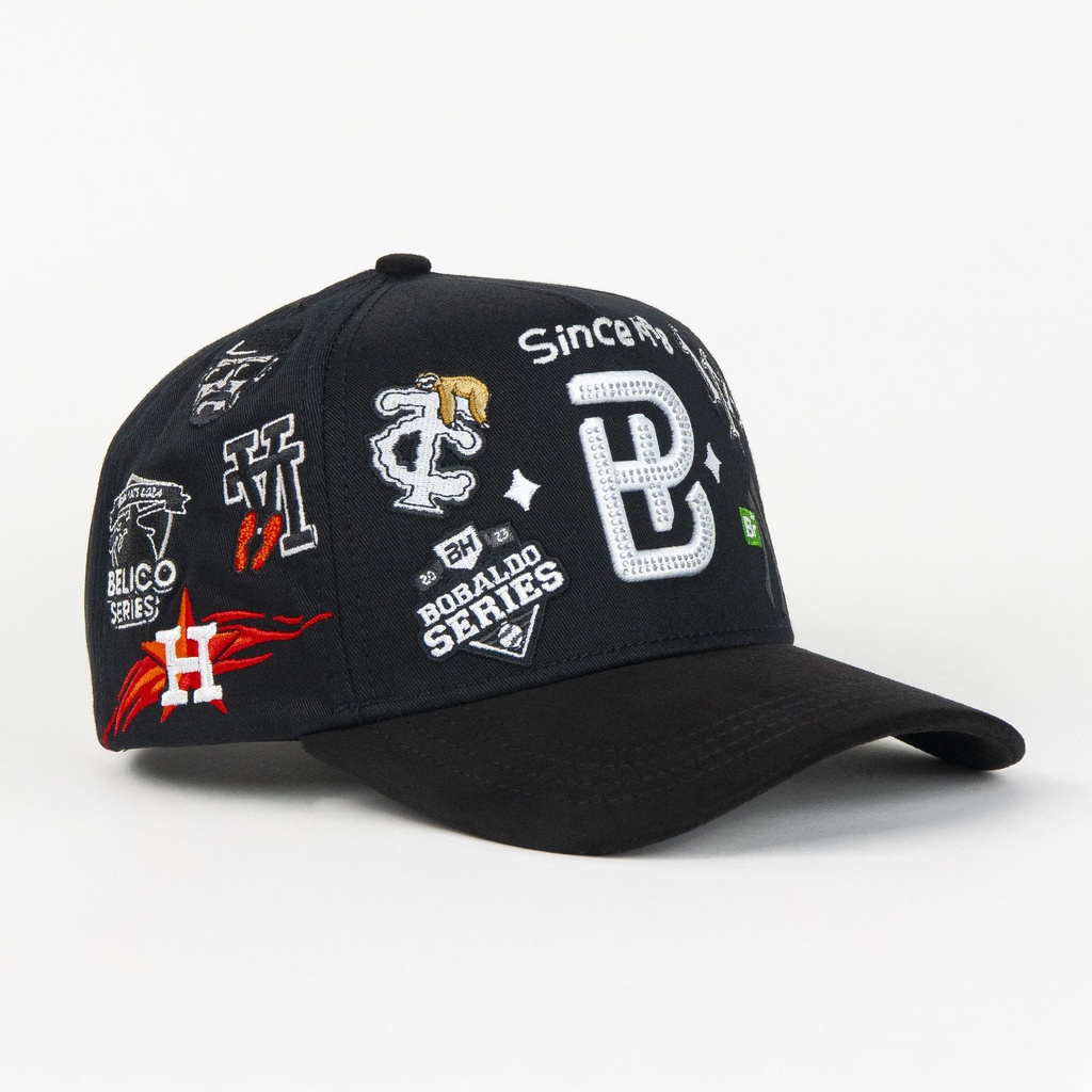 Gorra Boba Hats FILL LOGOS ANIVERSARIO BLACK de Tela | Snapback Visera Curva