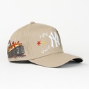 Gorra Boba Hats YANKEES ON FIRE 1998 CAQUI de Tela | Snapback Visera Curva