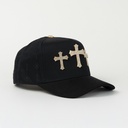 Gorra CAPS FANS 3 CRUCES GOLD BLACK/VISOR SUEDE | Snapback