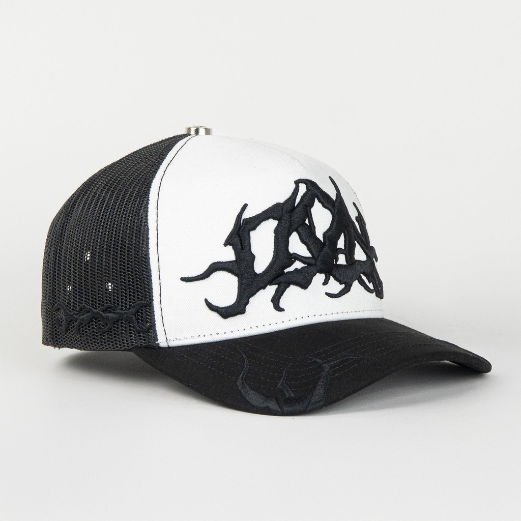 Gorra Don Hats DON GRUNGE WHITE/BLACK de Tela y Malla | Snapback Visera Semicurva