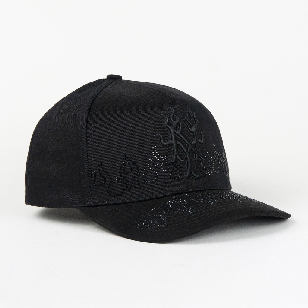  Gorra Don Hats METS FLAMES ALL BLACK de Tela | Snapback Visera Larga