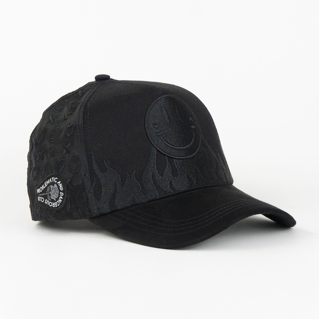 Gorra Problematic&Dangerous LOVERS FIREFACE BLACK MESH | Snapback Visera semicurva
