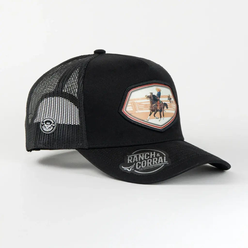 Gorra Ranch & Corral CUCO RAYA 11 BLACK de Tela | Snapback Visera Semiplana