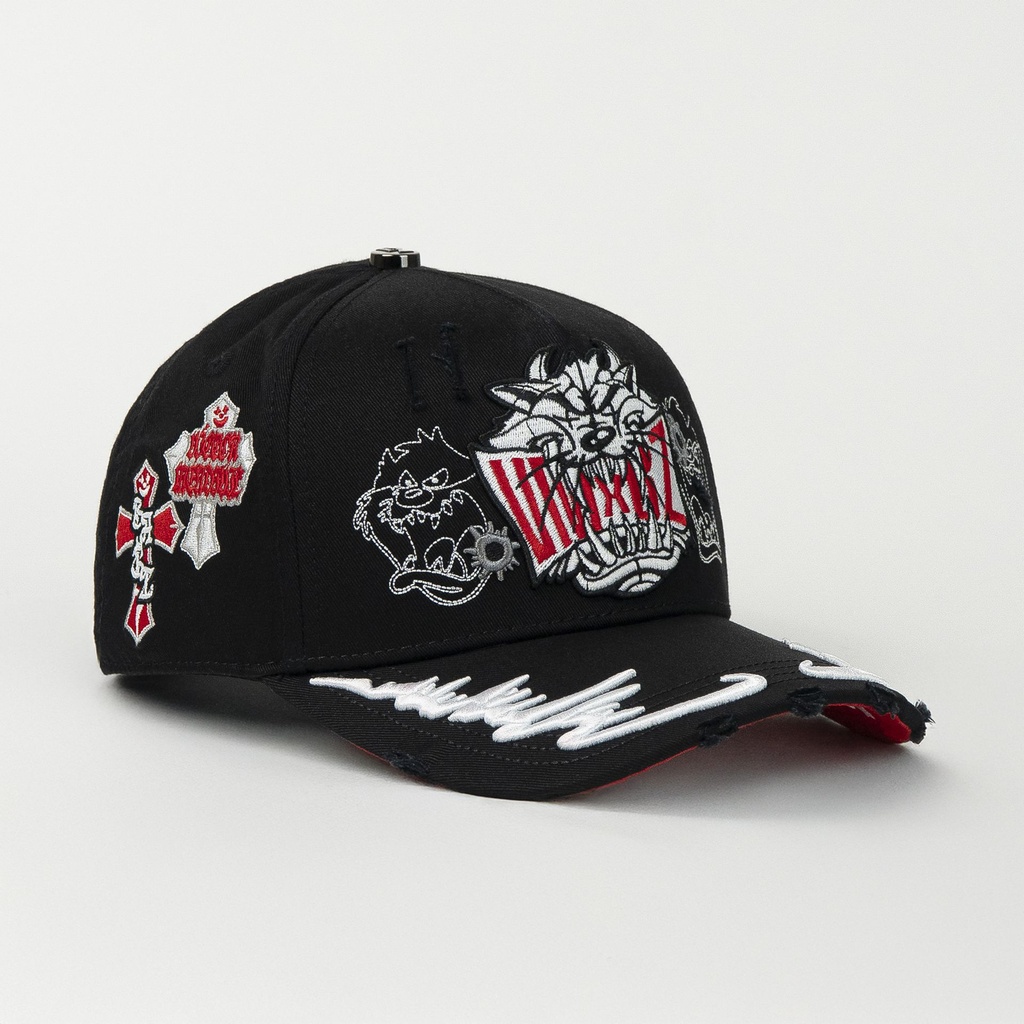Gorra Baez VM X BZ BLACK de Tela | Snapback Visera Semicurva Estilo Urbano Ilustrado