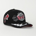 Gorra Baez VM X BZ BLACK de Tela | Snapback Visera Semicurva Estilo Urbano Ilustrado