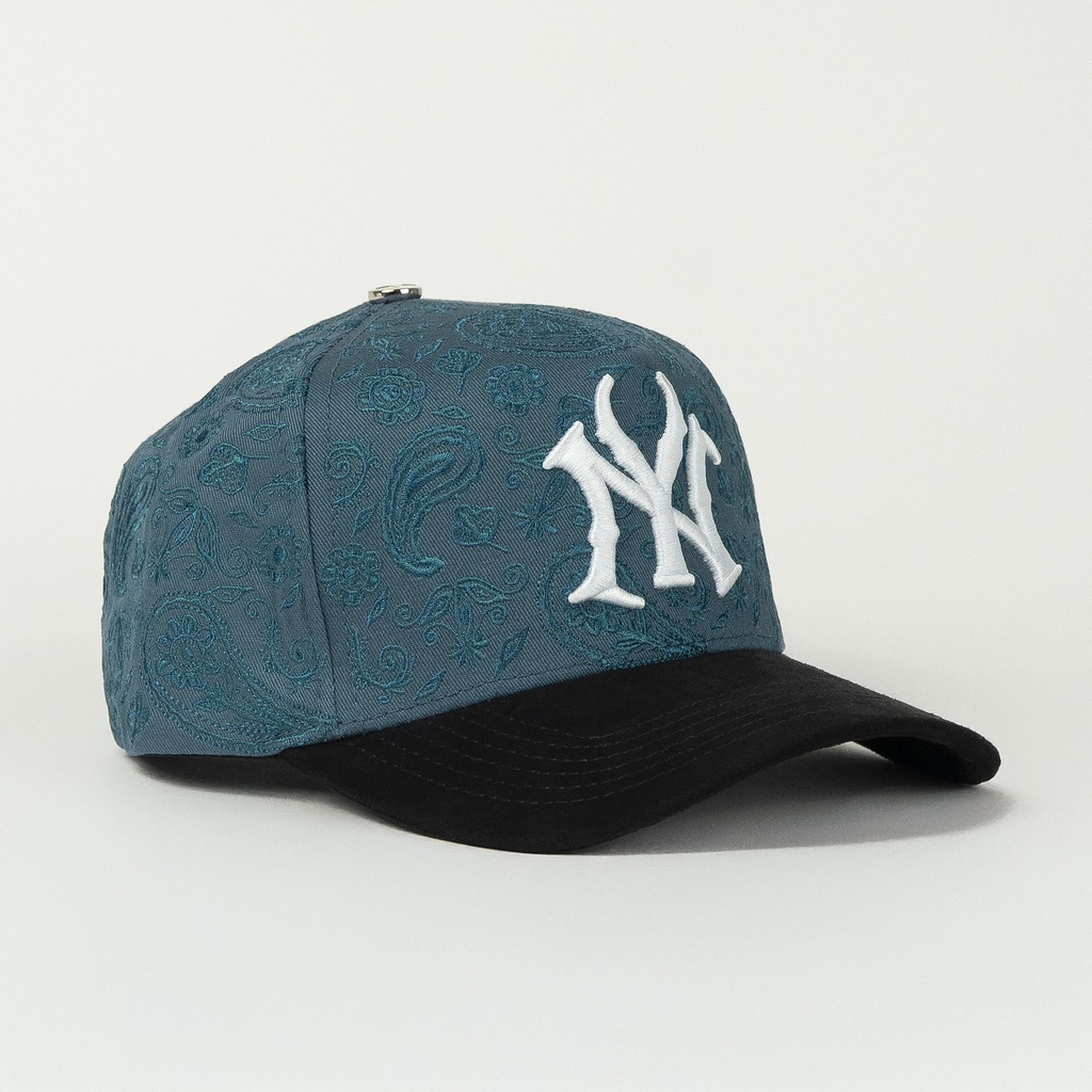 Gorra Don Hats NY TURQUOISE/BLACK SUEDE de Tela | Snapback Visera Curva