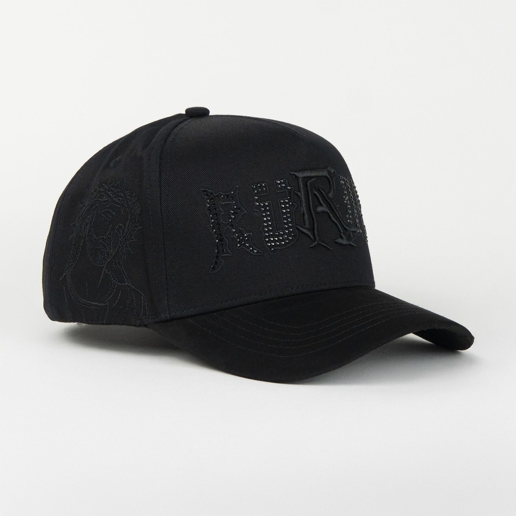Gorra Rude TRIPLE BLACK CRYSTALS de Tela | Snapback Visera Curva