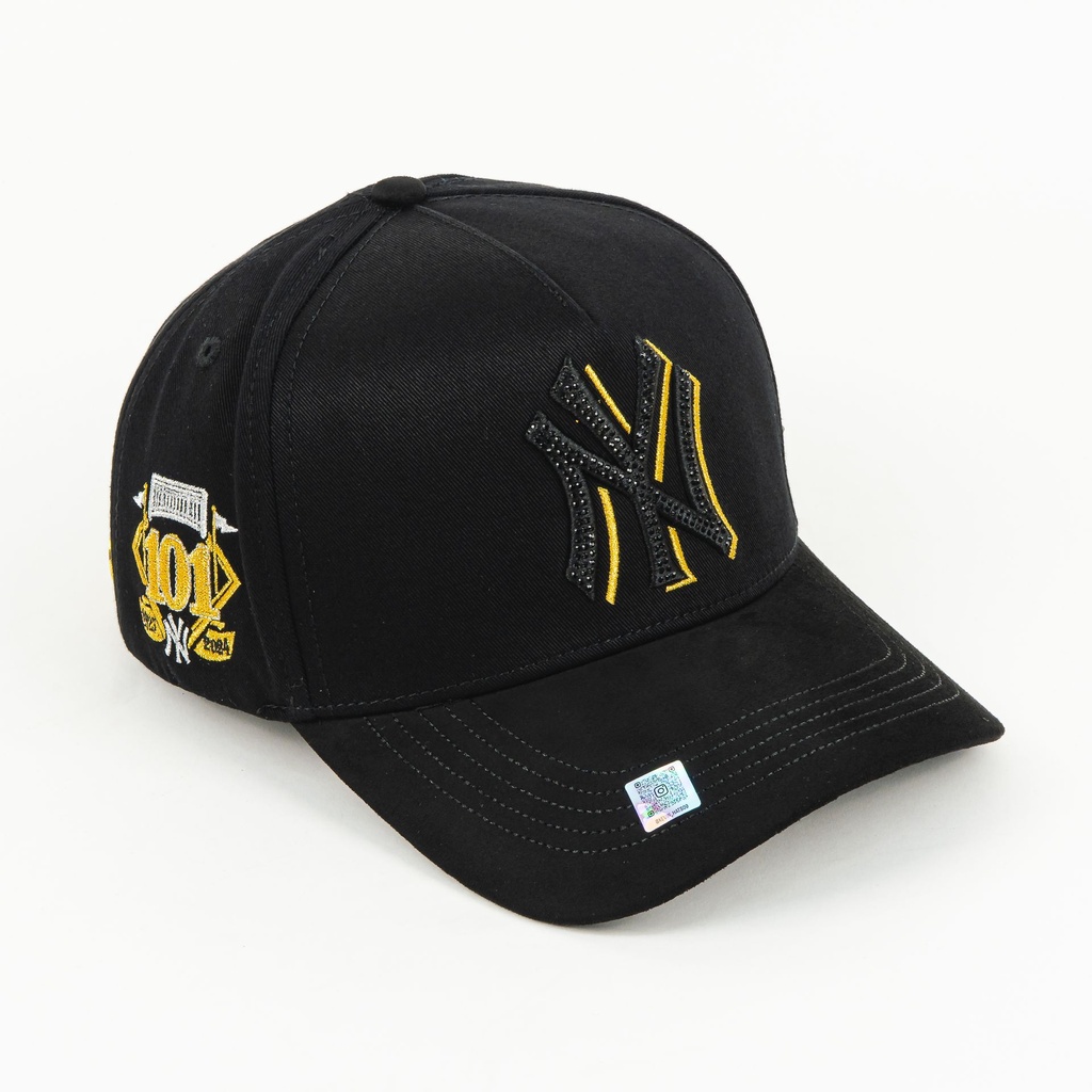 Gorra BigBoss NY BLACK/GOLD VISOR SUEDE | Snapback Visera Curva