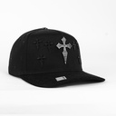 Gorra Bigg Boss CELTA CROSS ALL BLACK de Tela y Gamuza | Snapback Visera Semicurva