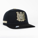 Gorra Bigg Boss AMIRI METAL GOLD/BLACK de Tela y Gamuza | Snapback Visera Semicurva Estilo Lujo