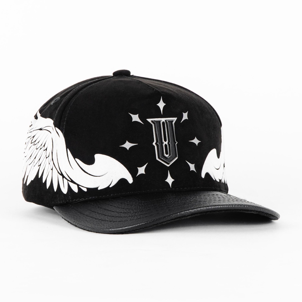 Gorra Vago Style WHITE ANGEL V BLK SUEDE VISOR LEATHER | Snapback Visera Semicurva
