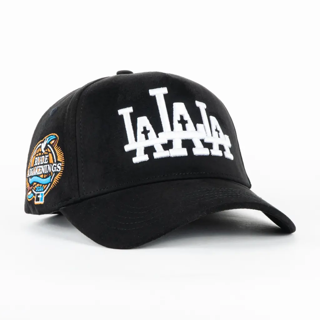 Gorra Rude Awakening LA LA LA BLACK SUEDE | Snapback Visera Curva