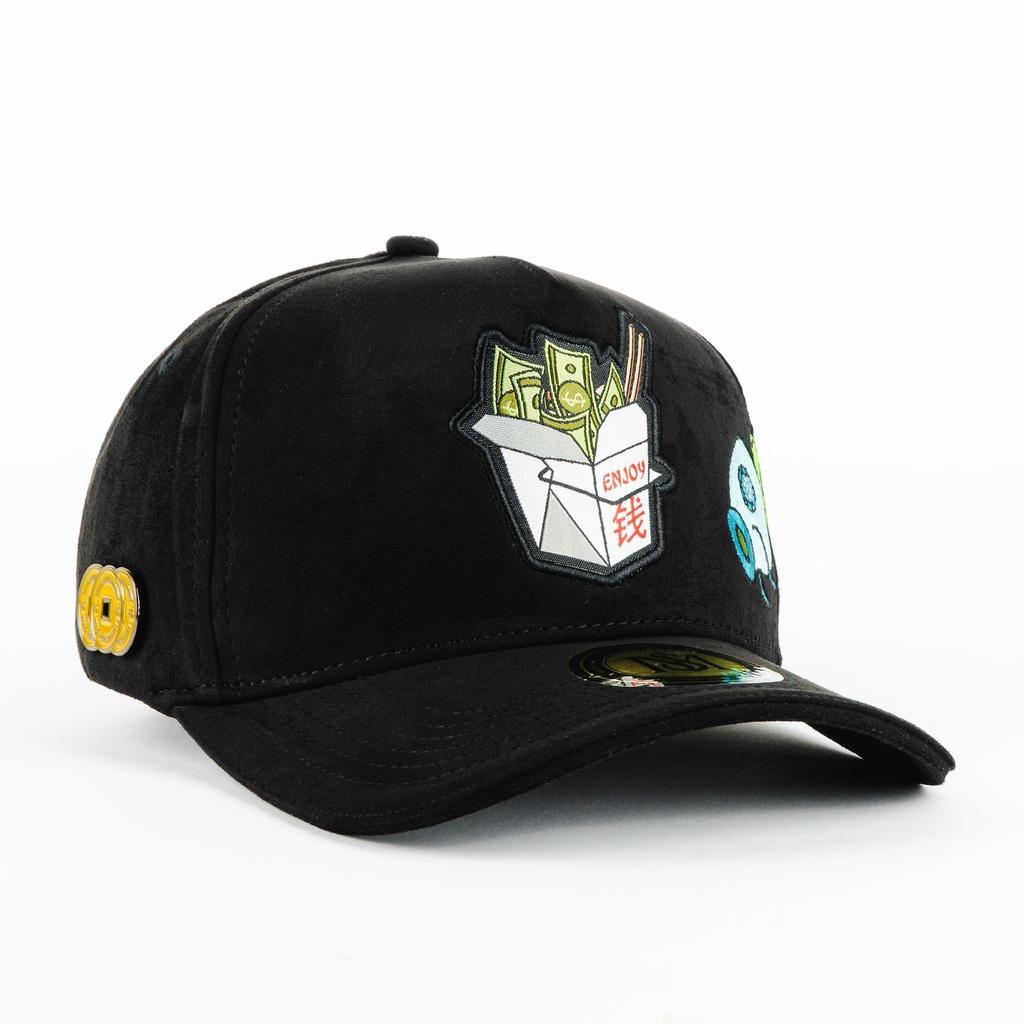 Gorra Mr. Kash ENJOY NEGRA SUEDE | Snapback Visera Semicurva