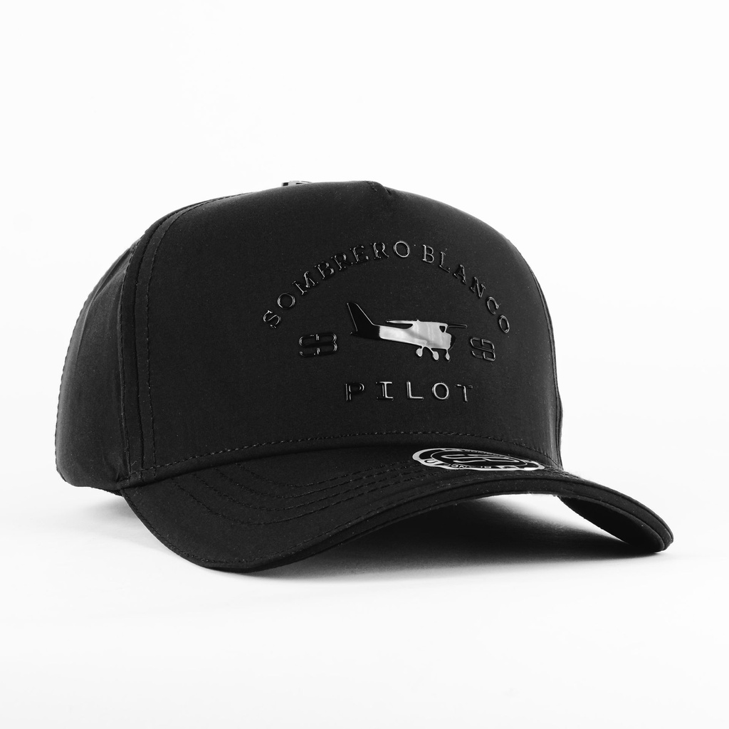 Gorra Sombrero Blanco PILOT NEGRA | Snapback Visera Semicurva