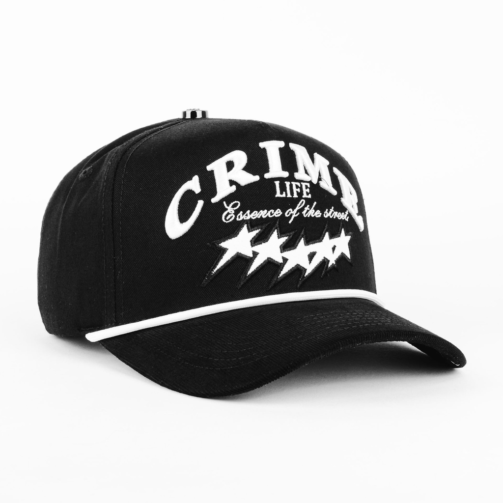 Gorra Crime Life LIFE FIVE STARS BLACK | Snapback Visera Curva