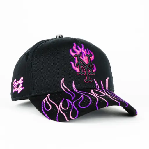 [CO10230] Gorra Cash Only NY FLAMES PURPLE | Snapback Visera Curva