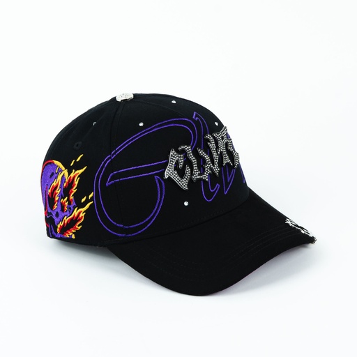 [07503051665356] Gorra Clover Garments GOTIK BLACK de Tela | Snapback Visera Semicurva