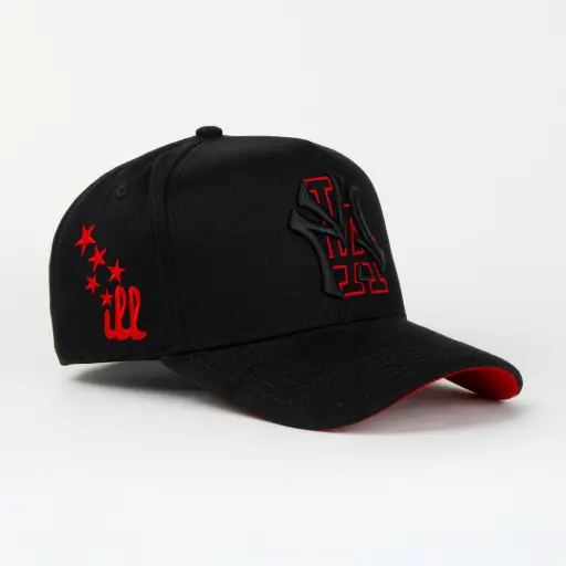 [DKPS07] Gorra Dakaps NY LA BLACK/RED VISOR SUEDE | Snapback Visera Curva 