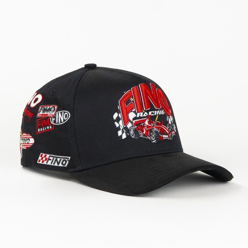 [GORGAL96777] Gorra Gallo Fino FINO RACING BLK/RED de Tela | Snapback Visera Larga Curva