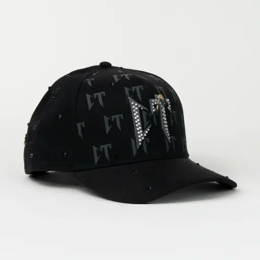 [003261] Gorra JC Hats CT ENDIAMANTADO BLACK de Tela | Snapback Visera Curva Estilo Urbano Premium