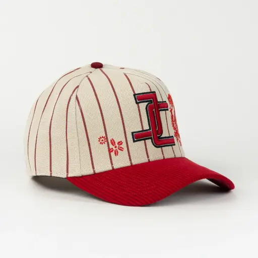 [003251] Gorra JC Hats SNAKE BEIGE/WINE de Tela | Snapback Visera Curva Estilo Oriental Sutil