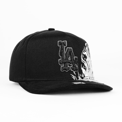 [MZ09] Gorra Mz Hats LA FLAMES BLACK VISOR SUEDE | Snapback Visera Semicurva
