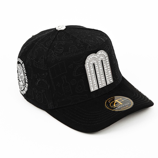 [GORCAP15813] Gorra CAPS FANS MEXICO CRISTALES BLACK | Snapback con Pedrería y Detalles Nacionales