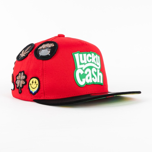 [01010021P24U] Gorra Mr Kash LUCKY CASH RED/BLK VISOR SUEDE | Snapback Visera Plana