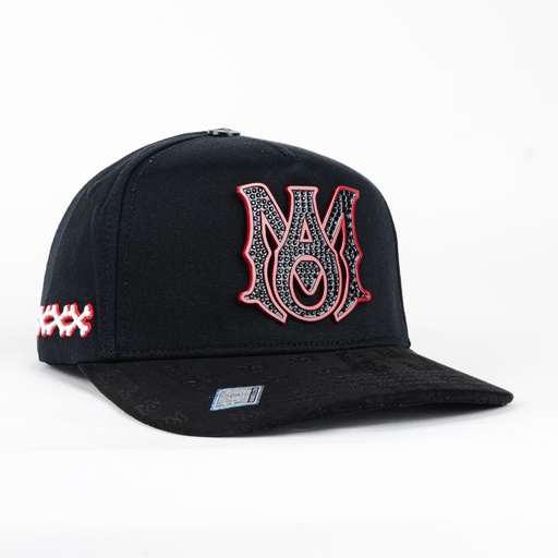 [BBIG35] Gorra Bigg Boss AMIRI METAL RED/BLACK de Tela y Gamuza | Snapback Visera Semicurva Estilo Urbano