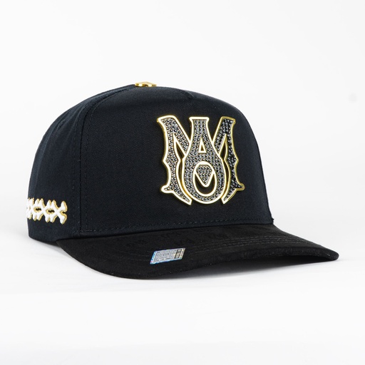 [BBIG34] Gorra Bigg Boss AMIRI METAL GOLD/BLACK de Tela y Gamuza | Snapback Visera Semicurva Estilo Lujo