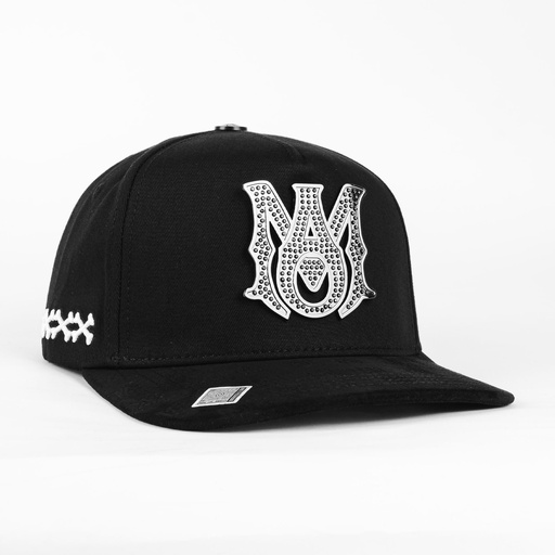 [BBIG37] Gorra Bigg Boss AMIRI METAL ALL BLACK de Tela y Gamuza | Snapback Visera Semicurva Estilo Urbano Total