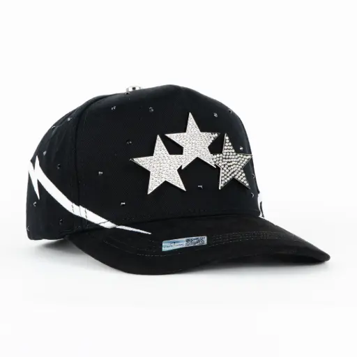 [GORCAP45644] 3 METAL STARS BLK