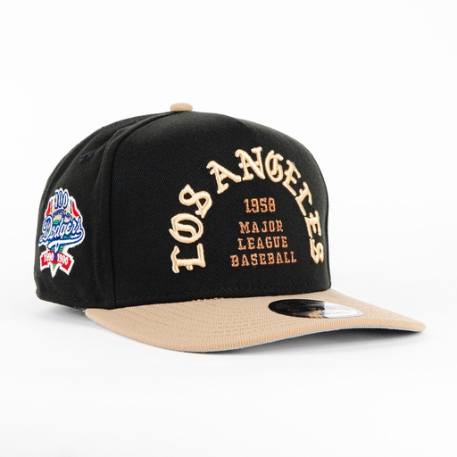 [850190619926] Gorra New Era A-Frame DODGERS 100TH BLK/CAML 950F | Snapback Visera Semicurva