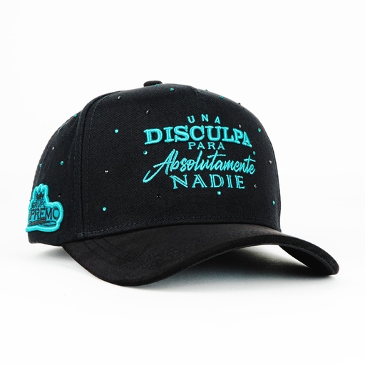 [MZ46] Gorra Mz Hats UNA DISCULPA AQUA CRYSTALES BLK | Snapback Visera Semicurva