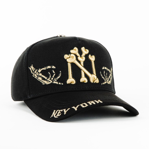 [ace11] Gorra Ace Hats NY BONE BLACK | Snapback Visera Semicurva