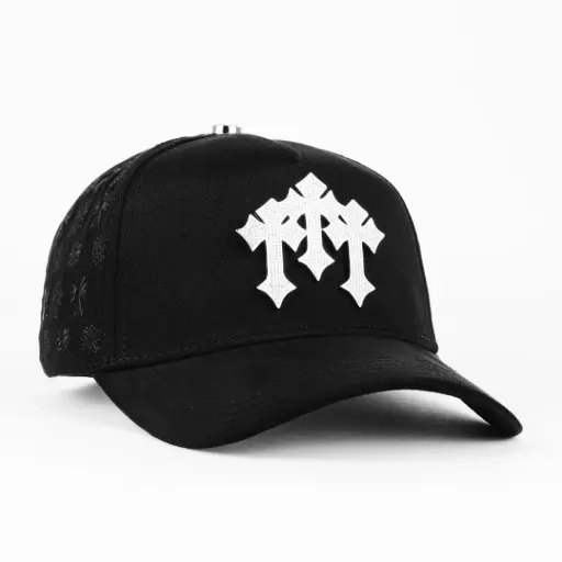 [GORBAR46022] Gorra Barbas Hats CRUCES SILVER CHROME BLACKOUT BLK | Snapback Visera Semicurva