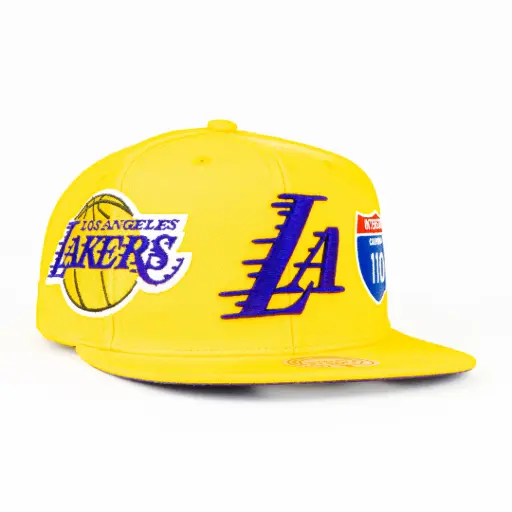[195563771167] Gorra Mitchell&Ness LAKERS CHAMP PATCH GOLD | Snapback Visera Plana