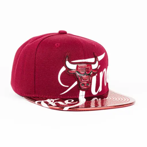 [196945854904] Gorra Mitchell&Ness BULLS FINALS WRAP BURGUNDY | Snapback Visera Plana