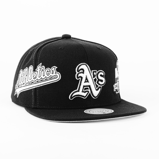 [198733806256] Gorra Mitchell&Ness ATHLETICS TRIFECTA BLK/WHT | Snapback Visera Plana