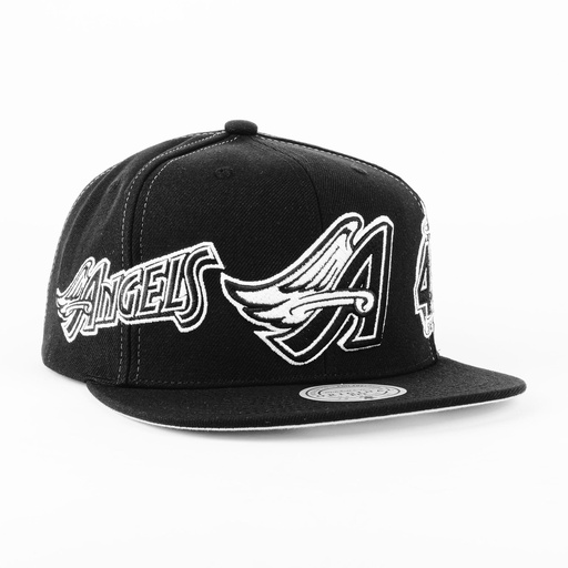 [198733806164] Gorra Mitchell&Ness ANGELS TRIFECTA BLK/WHT | Snapback Visera Plana